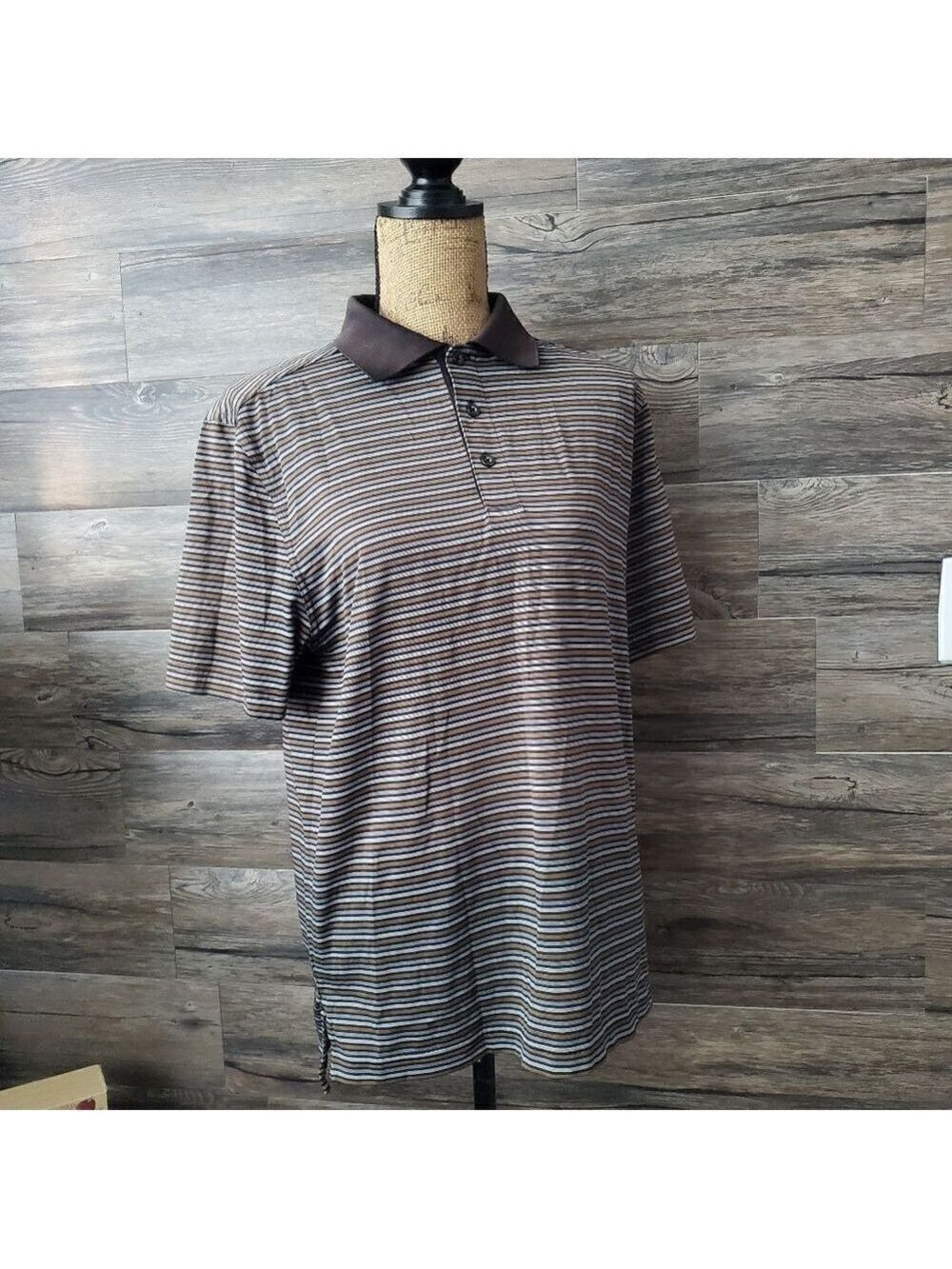Bobby Jones Golf Shirt Mens Small Brown Gold Performance